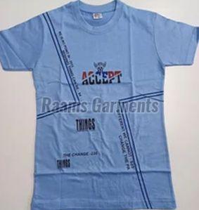 Kids Blue Round Neck Cotton T Shirt