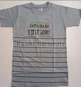 Kids Grey Round Neck Cotton T Shirt