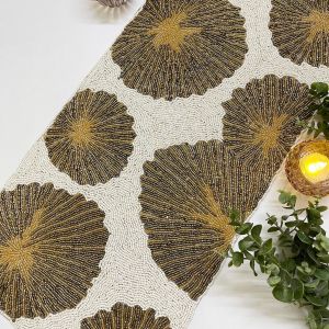 Printed Beaded Placemats, Color : Black, Brown Standard Antique