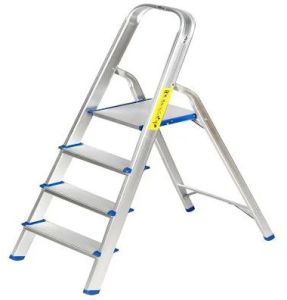 4 Step Powder Coated Silver Aluminum Ladder