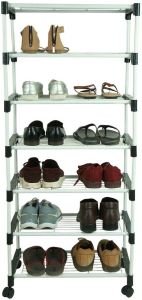 6 Layer Mild Steel Powder Coated Shoe Rack with Cover