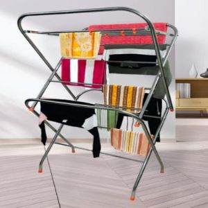 15 Rods Clothes Steel Stand, Color : Silver