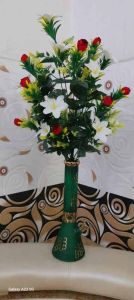 9 Inch Black Green Glass Flower Pot