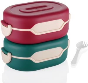 Single Compartment Fancy Plastic Lunch Box Set