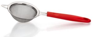 Polished Stainless Steel Plastic Tea Strainer, Color : Silver, Red