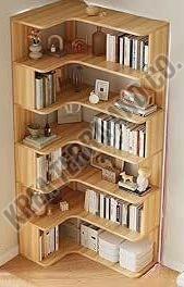 Matte Wooden Corner Storage Cabinet Book Shelf, Color : Beige
