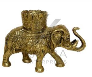 Brass Elephant Antique Statue, Color : Golden for Interior Decor