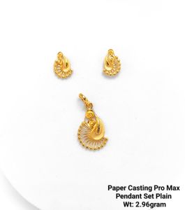 22KT New Design Gold Paper Casting PRO Max Pendant Set Plain