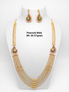 22kt New Design Gold Peacock Earrings Mala