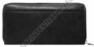 Black Zip Around Ladies Leather Wallet