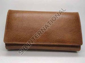 Brown Flap Over Women Leather Wallet