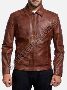 Camel Brown Classic Men Leather Jacket, Sleeve Type : Full Sleeves