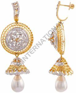 Classic Gold Diamond Huggie Earrings, Packaging Type : Box