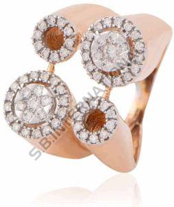 Diamond Studded Ladies Gold Ring, Color : White