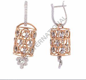 Gold Diamond Floral Cluster Earrings Wedding, Parties Elegant