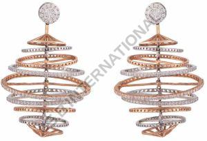 Gold Diamond Solitaire Pendant Earrings, Packaging Type : Jewelry Box