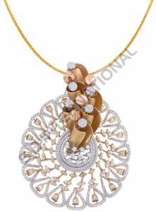 Ladies Diamond Gold Pendant Set, Packaging Type : Box