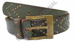 Olive Green Casual Wear Leather Belt