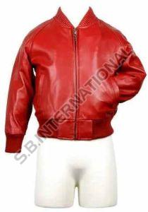 Red Kids Faux Leather Jacket, Sleeve Type : Full Sleeves