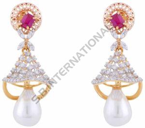 Yellow Gold Diamond Hoop Earring Classic, Elegant