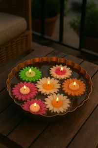Soy Wax Flower Floating Scented Candle, Color : Multicolor