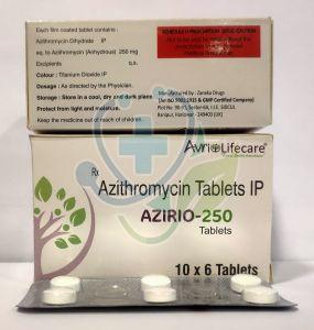 Azirio 250mg Azithromycin Tablet, Packaging Type : Box for Antibiotic