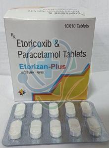 Etorizan Plus Etoricoxib Paracetamol Tablet, Packaging Type : Box