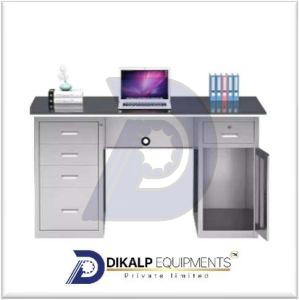 Polished Stainless Steel Computer Table, Color : Silver