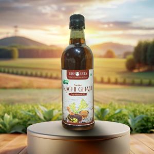 Ubharta 1 Litre Kachi Ghani Mustard Oil, Color : Golden Yellow