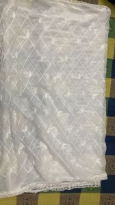 Ladies Floral Embroidered Chiffon Dupatta, Color : White