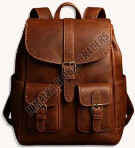 Plain Brown Leather Backpack