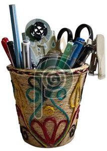 Handcrafted Jute Pen Stand, Color : Multicolor for Desk Organizer