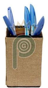 Square Jute Pen Stand, Color : Brown
