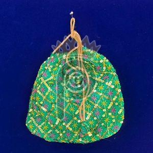 Cotton Rope Handle Green Potli Batua Bag