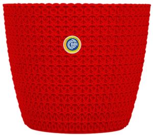 Designer Round Red Plastic Planter