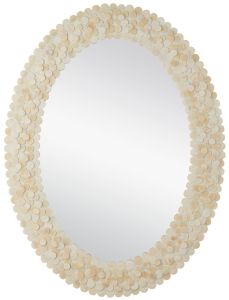Decorative Oval Shell Vanity Mirror, Color : Beige Off-White