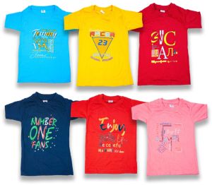 Cotton Polyester Boys Printed Round Neck T-Shirt, Pattern : Plain