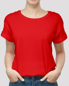 Cotton Ladies Plain Round Neck T-Shirts Casual Wear