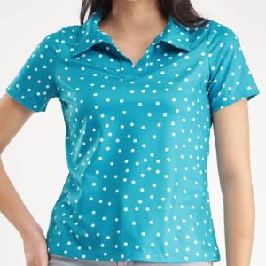 Cotton Ladies Printed Polo T-Shirts, Sleeve Type : Half Sleeve