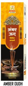 Amber Oudh Premium Incense Sticks, Color : Brown for Religious Purposes