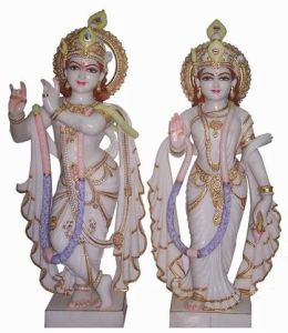Krishna Radha Pastel Marble Statue