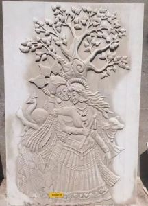 Hand-carved Stone Mythological Embrace Nature Scene Sculpture Panel