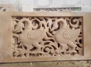 Ornamental Duck Pair Stone Jali