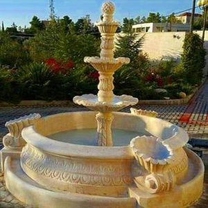 Ornate Shell Base Marble Fountain