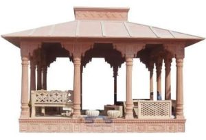 Rectangular Arched Column Stone Gazebo