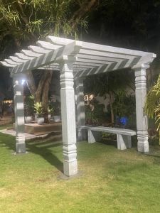 Rectangular Carved Pillar Stone Pergola