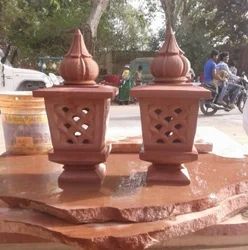 Red Sandstone Finial Cutout Lamp