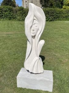 Sandstone Abstract Female Face Statue