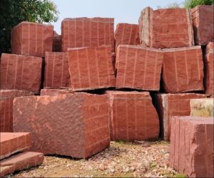 Terracotta Cut Line Sandstone Blocks