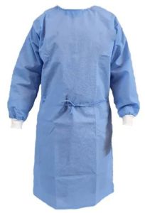 Cotton Plain Disposable Surgeon Gowns, Color : Blue Standard